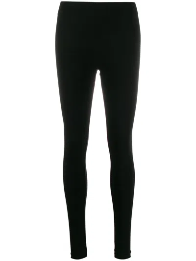 Wolford Ribbed Seamless Leggings Elastic Waistband In Black