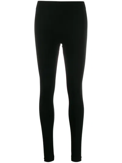 Wolford Ribbed Seamless Leggings Elastic Waistband In Black