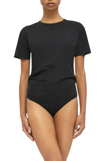 Wolford Aurora Pure Cut String Short-sleeve Bodysuit In Black