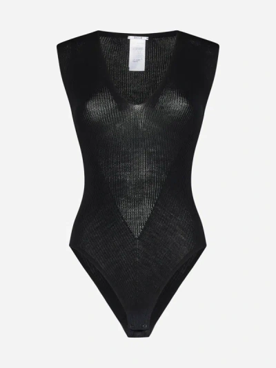 Wolford Aurora Wool Knit Bodysuit In Black