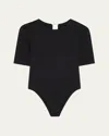 Wolford Bahamas Short-sleeve Crewneck Bodysuit In Black