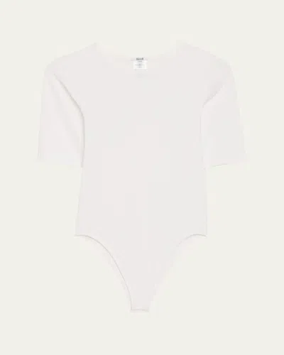 Wolford Bahamas Short-sleeve Crewneck Bodysuit In White