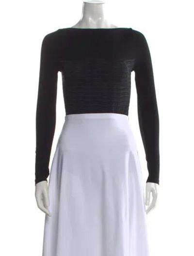 Pre-owned Wolford Bateau Neckline Long Sleeve Body Suit In Black