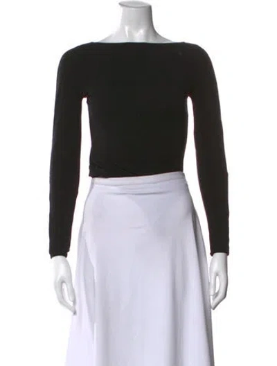 Pre-owned Wolford Bateau Neckline Long Sleeve Top In Black