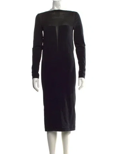 Pre-owned Wolford Bateau Neckline Midi Length Dress In Black