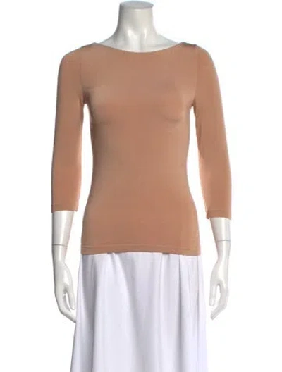 Pre-owned Wolford Bateau Neckline Three-quarter Sleeve Top In Neutral