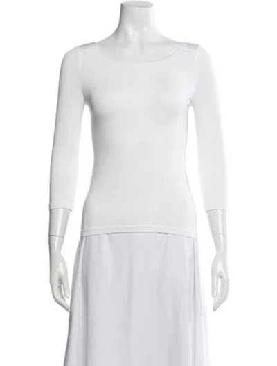 Pre-owned Wolford Bateau Neckline Three-quarter Sleeve Top In White