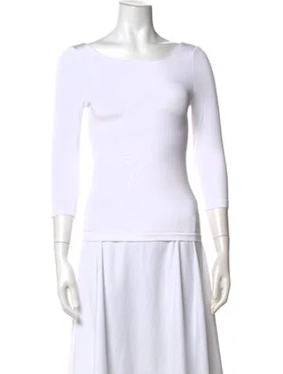 Pre-owned Wolford Bateau Neckline Three-quarter Sleeve Top In White