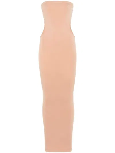 WOLFORD BEIGE FATAL CUT-OUT MIDI DRESS