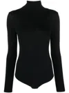 Wolford Seamless Fitted Turtleneck Long-sleeved Top In Black