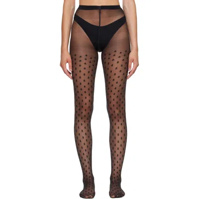 Wolford Black Blossom Tights In 9180 - Black/black