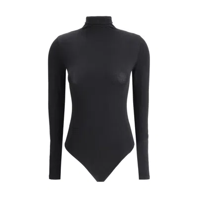 Wolford Black Cotton Bodysuit In Animal Print