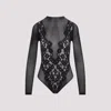 WOLFORD BLACK FLOWER LACE POLYAMIDE STRING BODY