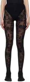 Wolford Black Flower Tights In 7005 Black