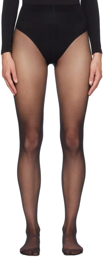 Wolford Black Individual 10 Back Seam Tights In 7005 Black