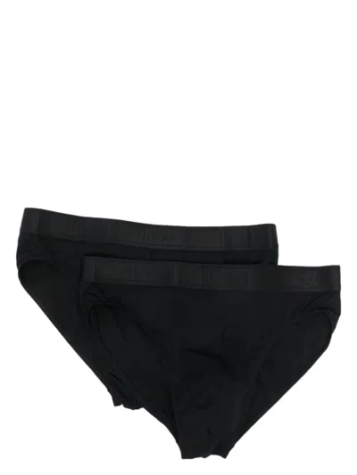 WOLFORD BLACK LOGO-WAISTBAND BRIEFS SET