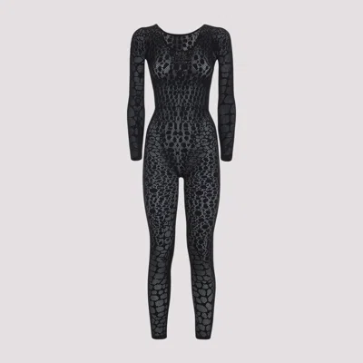 WOLFORD WOLFORD BLACK REPTILE NET POLYAMIDE JUMPSUIT