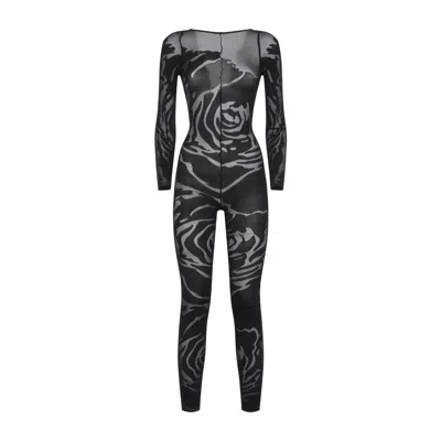 Wolford Black Rose Shadow Catsuit In Multi