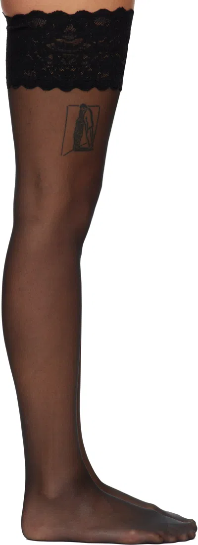 Wolford Black Satin Touch 20 Stay-up Stockings