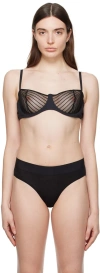 Wolford Black Shadow Stripe Bra In 000 Black/ Graphic S