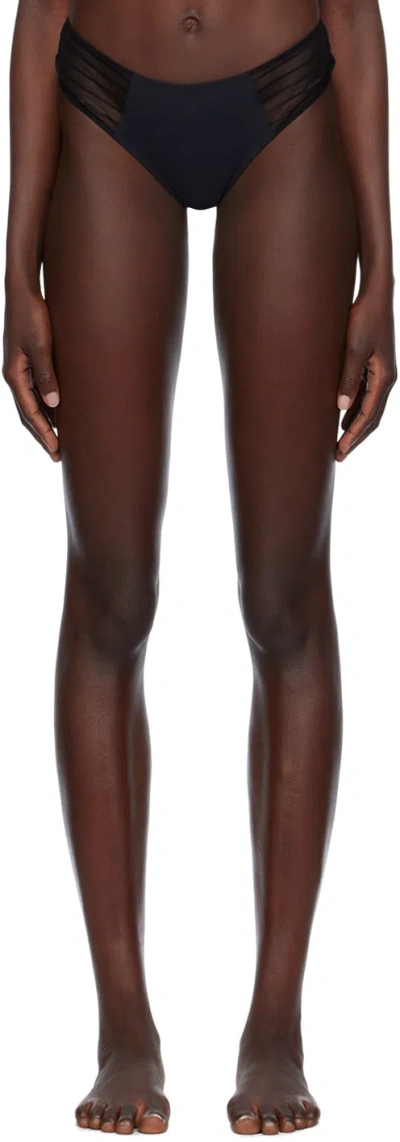 Wolford Women's Shadow Stripe Mesh Thong In Black