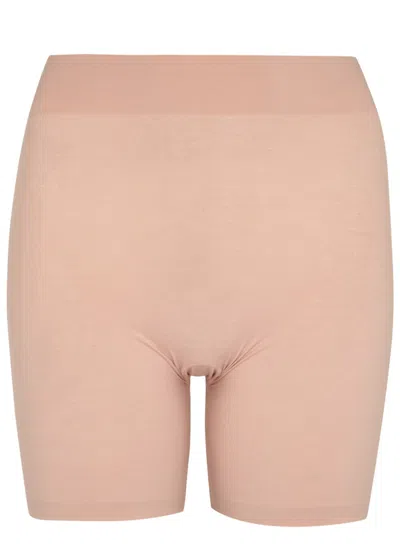 Wolford Black Stretch Cotton Control Shorts In Nude