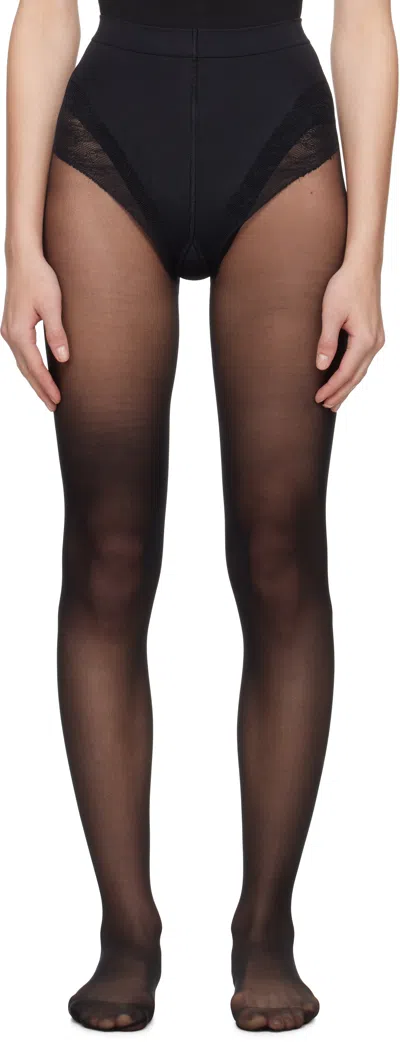Wolford Black Tummy 20 Control Top Tights In 7005 Black
