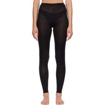 Wolford Black Velvet 66 Leggings In 7005 - Black