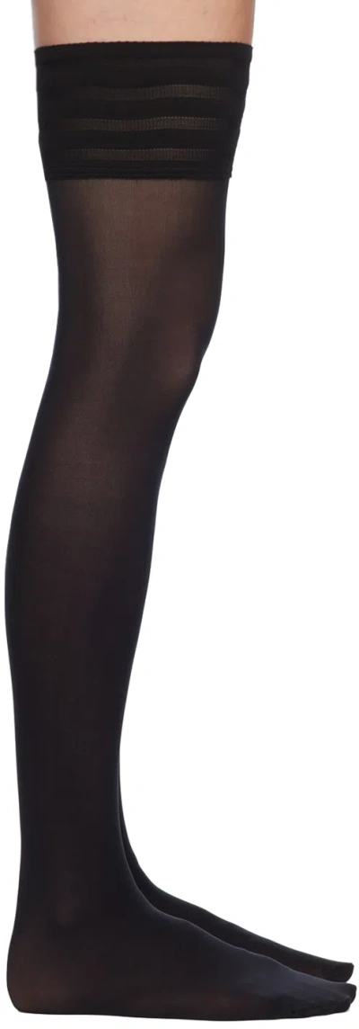Wolford Black Velvet De Luxe 50 Stay-up Socks In 7005 Black