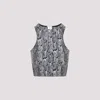 Wolford Snakeskin-print Halter-neck Top In Gray