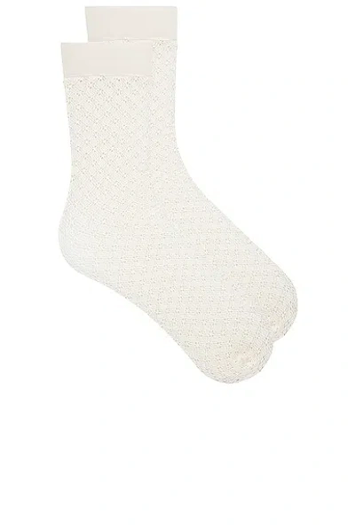 Wolford Blossom Net Knee High Socks In White