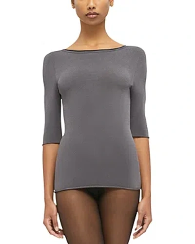 Wolford Boat Neck Knit Top In Titanium