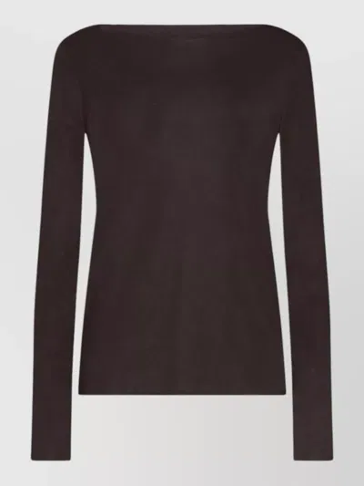 Wolford Boat Neck Long Sleeve Slim Layering Top In Brown
