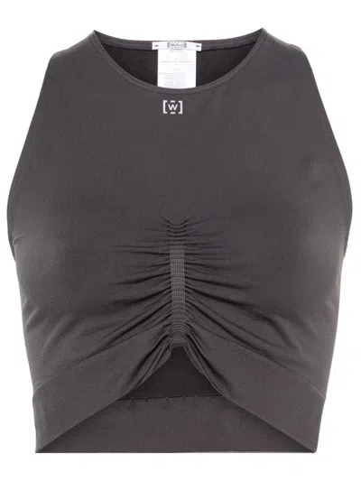 Wolford Body Shaping Stretch Tech Crop Top In Titanium