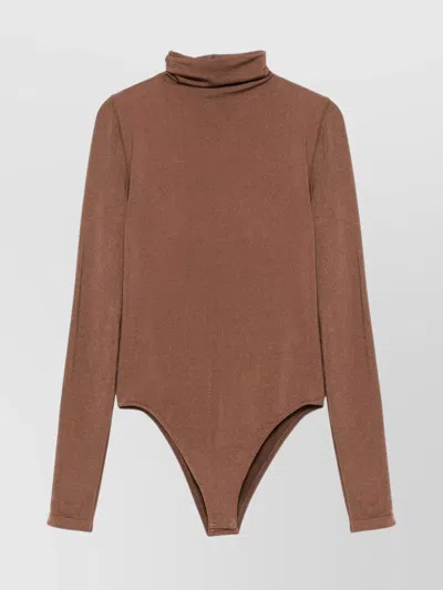 Wolford Bodysuit Turtleneck Long Sleeves In Brown