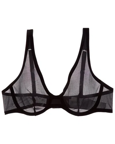 Wolford Bonded To Tulle Unlined Plunge Bra In Black