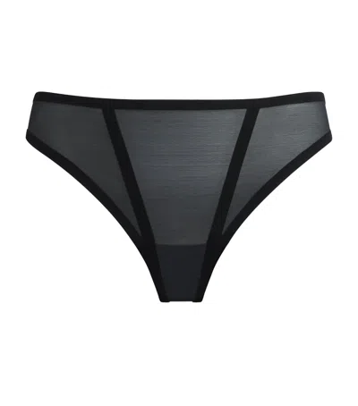Wolford Bonded Tulle Thong In Black