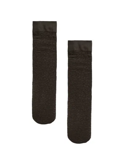 Wolford Bouquet Floral-jacquard Socks In Brown
