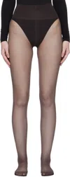Wolford Brown Individual 10 Back Seam Tights In Black