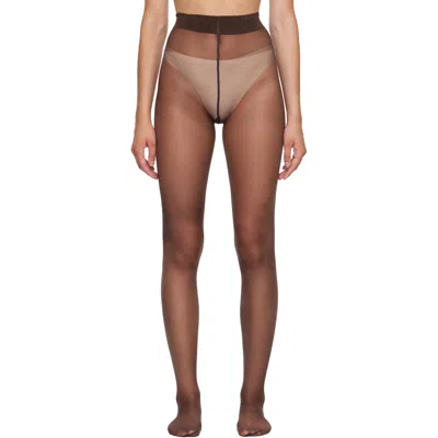 Wolford Brown Satin Touch 20 Tights In 4825 - Soft Cacao