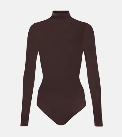 Wolford Buenos Aires Sheer Bodysuit In Brown