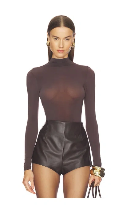 Wolford Buenos Aires High-neck Bodysuit In Brown