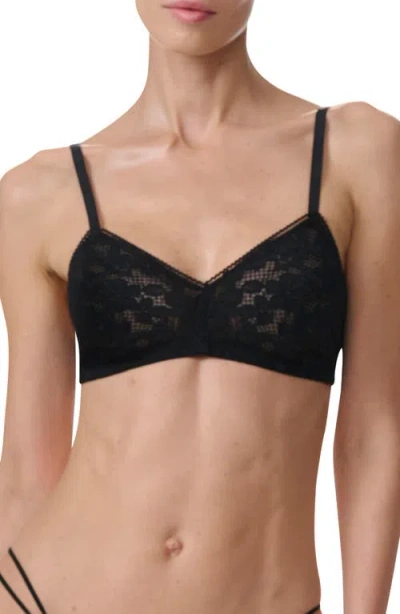 Wolford Built-up Lace Triangle Bralette In Black
