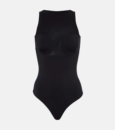 Wolford Bustier String Paneled Bodysuit In Black