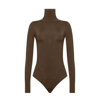 Wolford Seamless High-neck Bodysuit In Brown