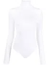 Wolford Ribbed High Neck Bodysuit In White