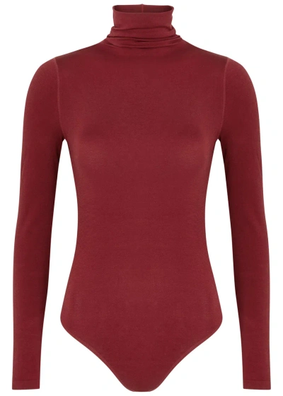 Wolford Colorado Cotton-blend Bodysuit In Dark Red