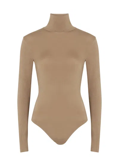 Wolford Colorado Cotton-blend Bodysuit In Light Brown