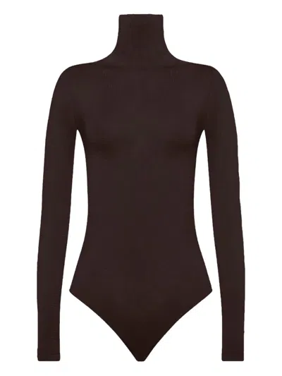 Wolford Colorado Long-sleeve Bodysuit In Brown