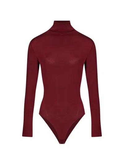 Wolford Colorado Roll-neck Long-sleeve Bodysuit In Red
